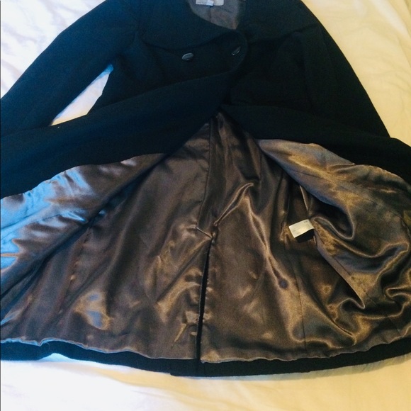 Black Recycled Wool Trench Coat Size Medium - Picture 5 of 16